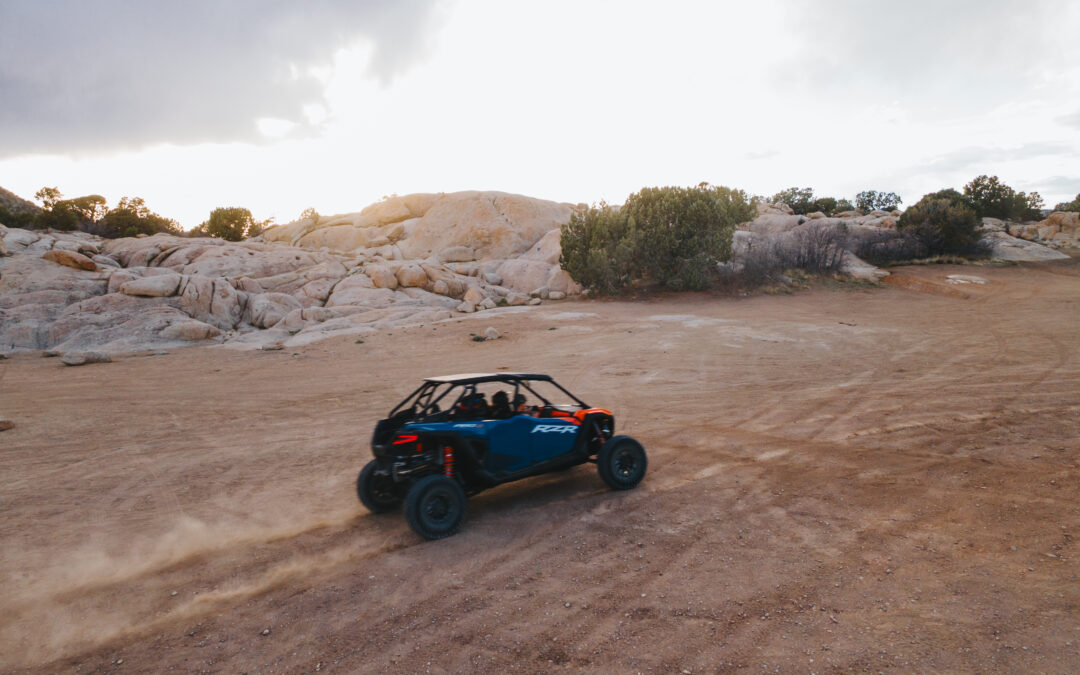 Side-by-side UTV on a forest trail near Duck Creek Village